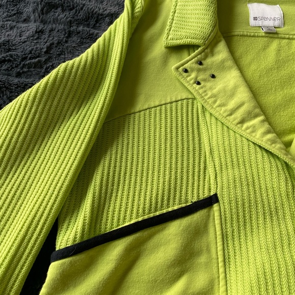 Vintage size large lime green collared knitted jacket - Picture 2 of 5
